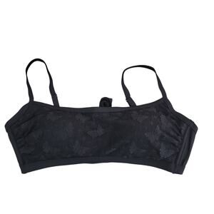 Wild Fable 1X (17-18) Black Lace Strappy Tie-Front Bikini Top